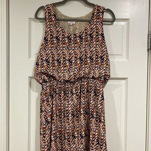 EUC Stitch Fix Pixley Copper & Navy Abstract Chevron Dress Med